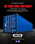40' High Cube Shipping Container – 2 Years Old | $3,200  Special Price: $3,200 per container