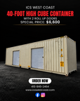 40' High Cube One-Trip Shipping Container with 2 Roll-Up Doors  SPECIAL PRICE: $6,600
