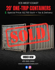 20' One-Trip Shipping Containers – On Sale!