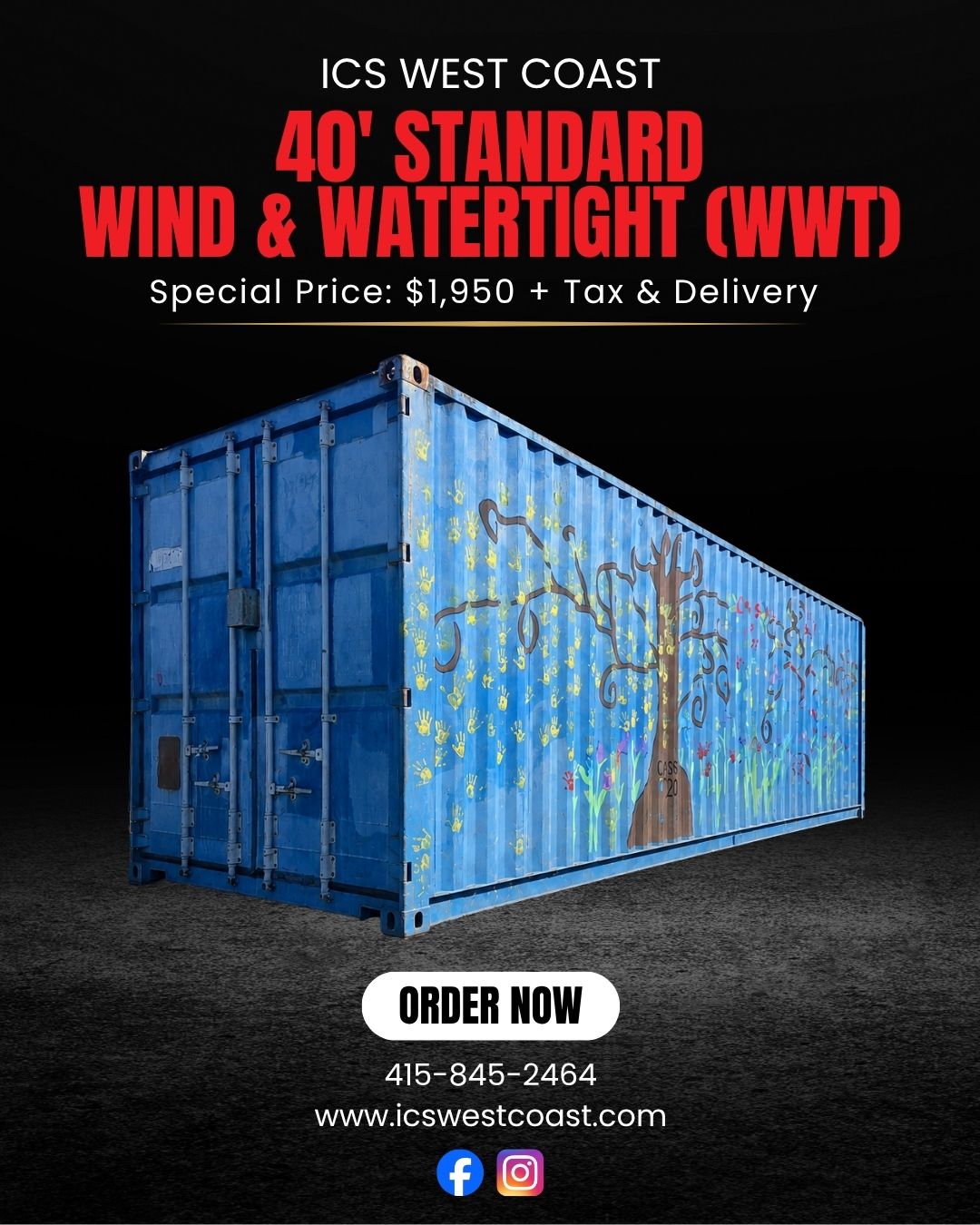 40' Standard Wind &amp; Watertight Container — Special Price 💲 Special Price: $1,950 + Tax &amp; Delivery