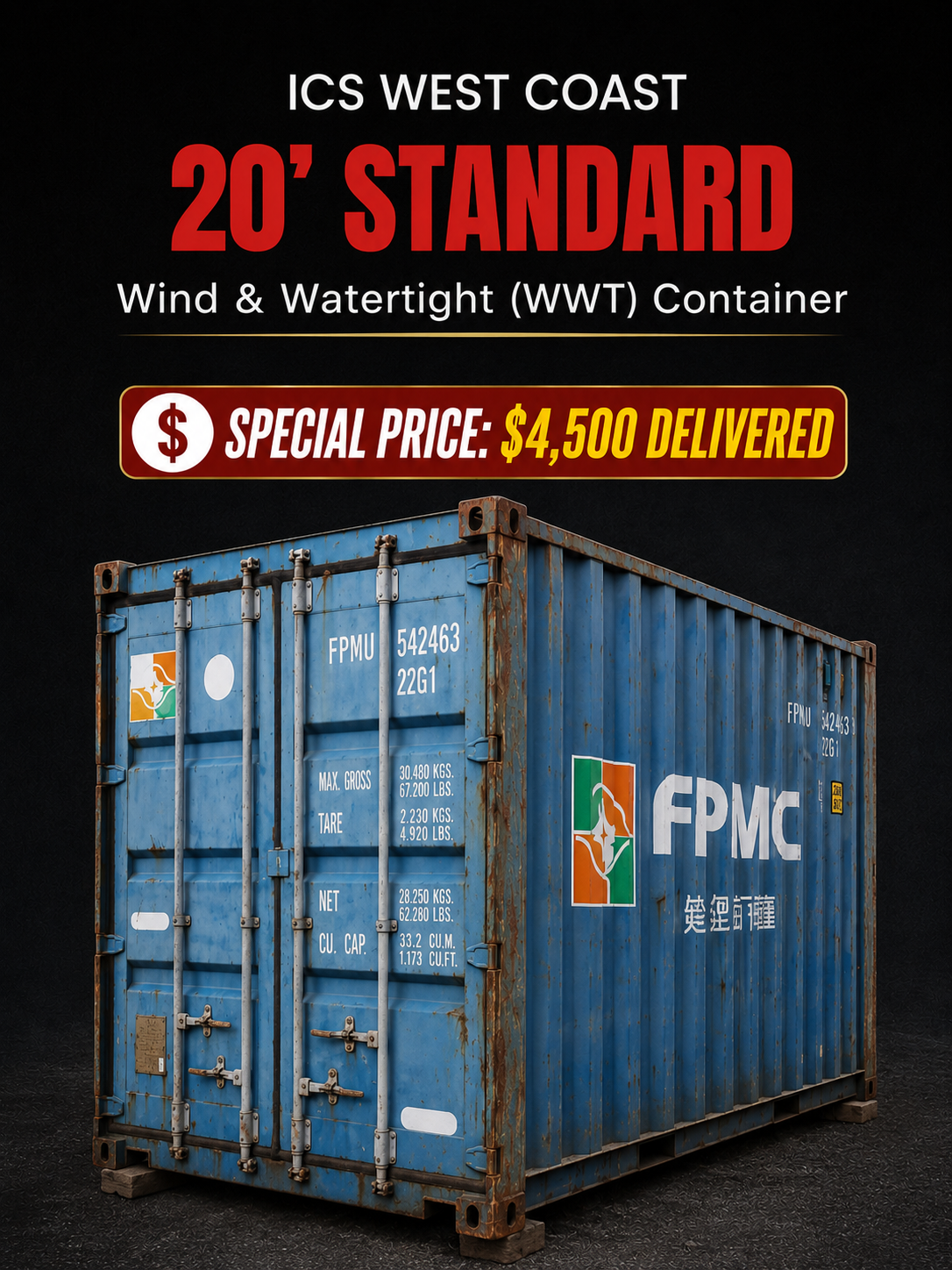 Wi Container 20’ Standard Wind & Watertight (WWT) Shipping Container SPECIAL PRICE ...