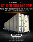 40’ High Cube One-Trip Shipping Container – $5,100