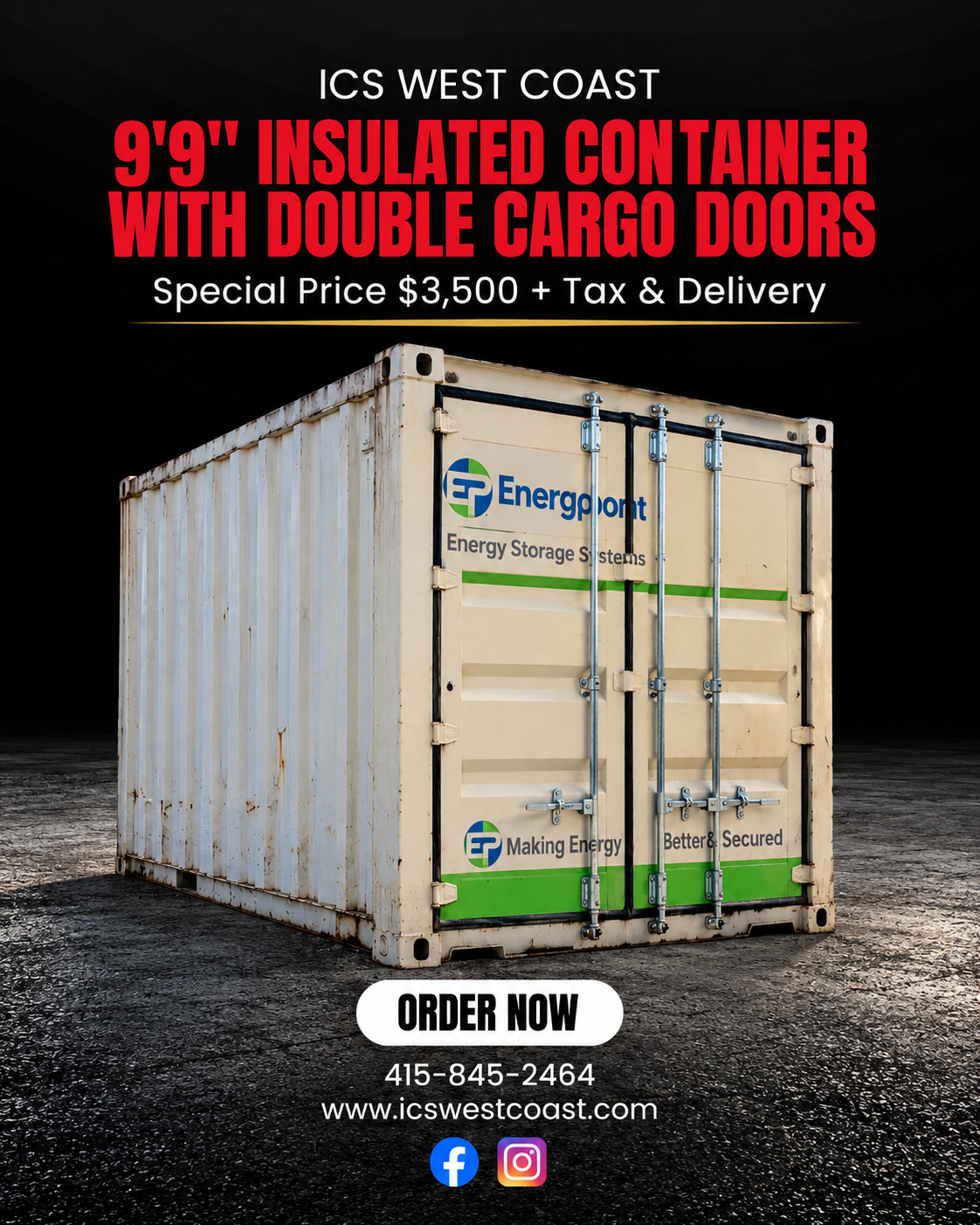 9'9" Insulated Container with Double Cargo Doors – Special Price $3,500