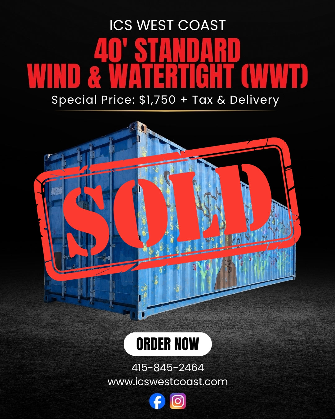 40' Standard Wind &amp; Watertight Container — Special Price 💲 Special Price: $1,750 + Tax &amp; Delivery