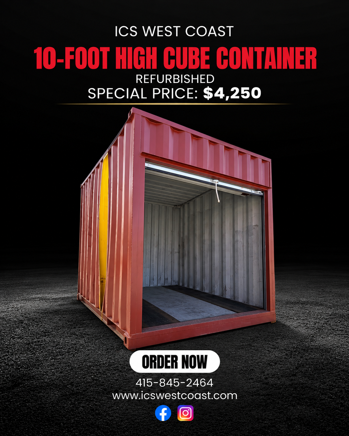 10-Foot High Cube Refurbished Shipping Container  SPECIAL PRICE: $4,250
